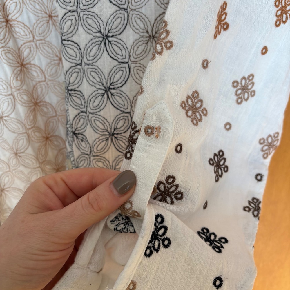 Soft Surroundings Talia Tunic White XL Embroidered Floral Long Sleeve Button - Picture 7 of 11
